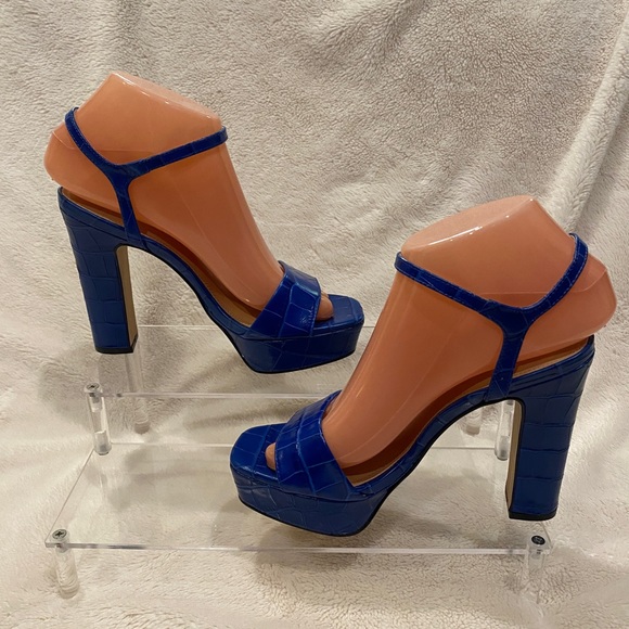 Dune London Matche Crocodile Embossed Leather Platform Dress Sandals Sz 6.5 NWOB - Picture 3 of 16